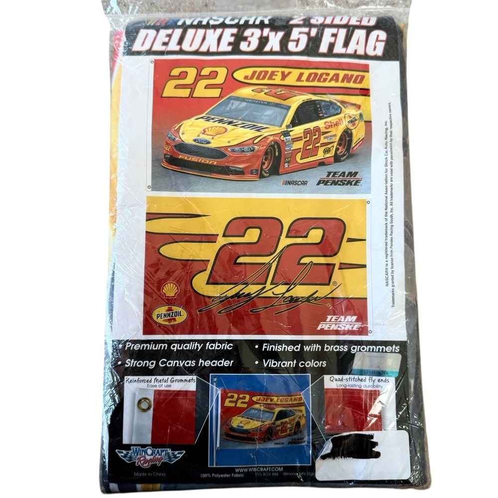 JOEY LOGANO #22 Penske Pennzoil Shell 3'x5' 2-Sided Deluxe Flag NIP Wincraft